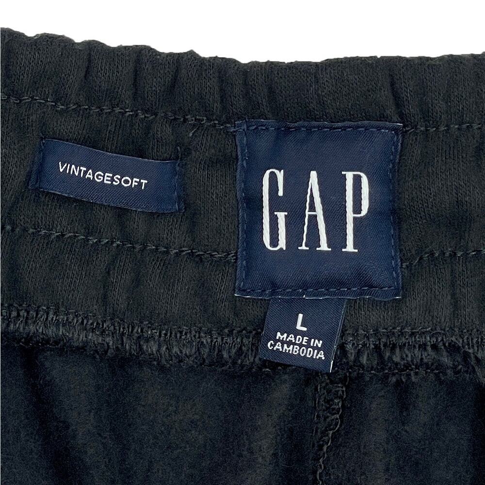 GAP Men's Baggy Fit Logo Pants Sz L New $60 Black Relaxed Fleece Lounge Sweats - Picture 6 of 9